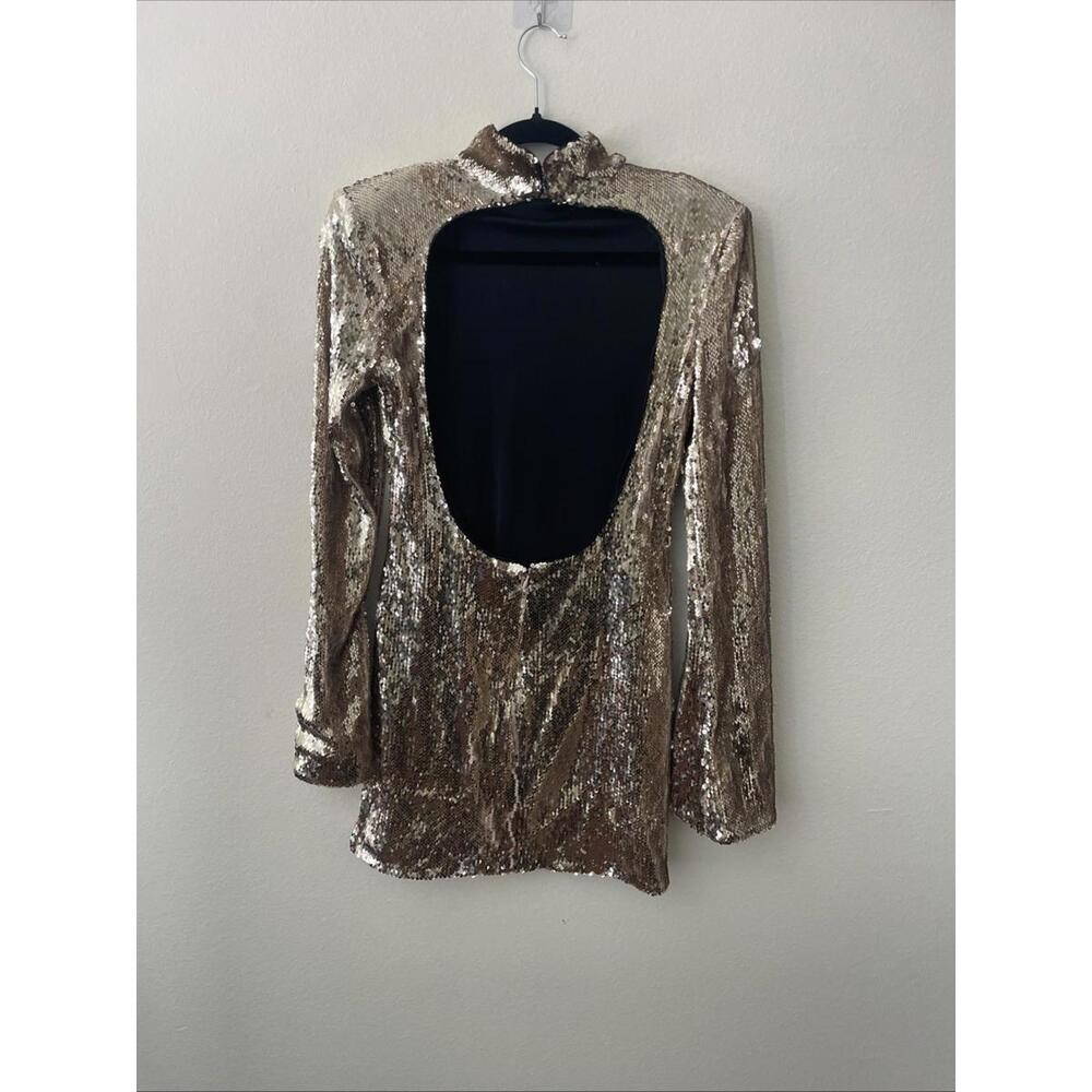 NWT Revolve Marit Mini Sequin Dress Champagne Silver L'Academie Party Holiday S - Picture 6 of 12